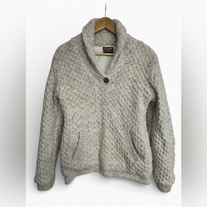 Cabin Core Wool Fleece-Lined Shawl Collar Sweater